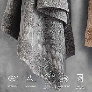 Lacoste Heritage Supima Cotton 6-Piece Towel Set, Meteorite