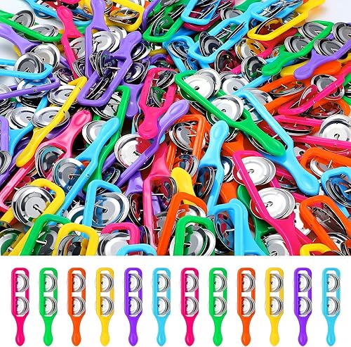 100 piezas de pandereta para niños, mini pandereta a granel, juguete de ritmo de percusión, instrumentos de mano, platillos de plástico, fabricante