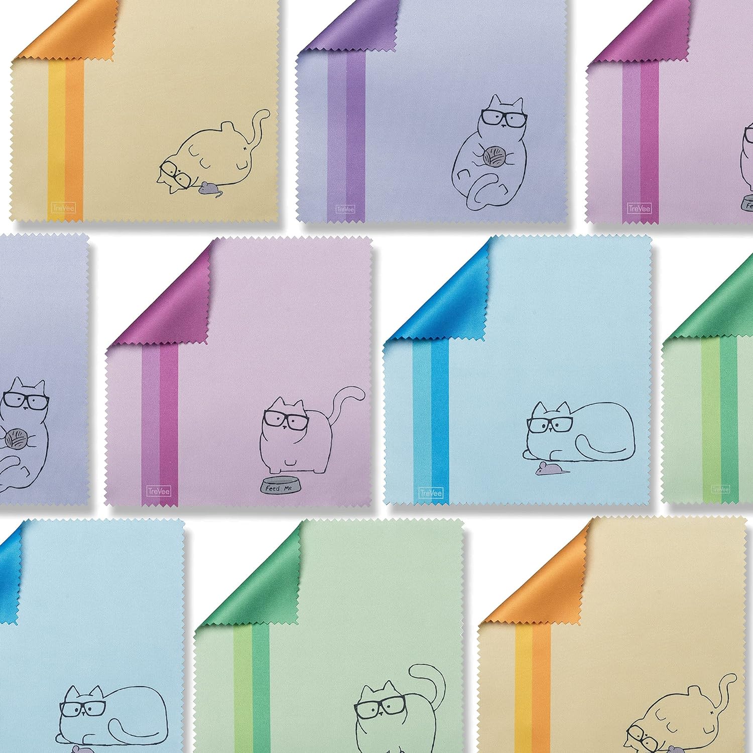 Cute Kitty Cat Design Multicolor Microfiber Cleaning Cloths for Cleaning