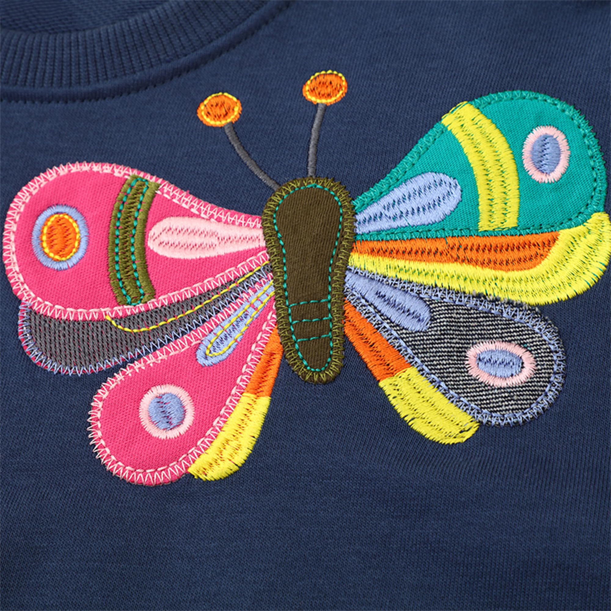 Felpe Senza Cappuccio per Ragazze Bimba Cotone Paillettes Ricamo Applique Pullover con Animale Modello Manica Lunga Maglioni Girocollo Sportive Maglia Primavera Autunno per Bambini 2-7 Anni