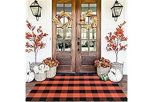 Orange and Black Woven Fall Plaid Rug