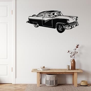 DEKADRON Metal Duvar Sanat  - Vintage Araba - 3D Duvar Silueti Metal Duvar Dekoru Ev Ofis Dekorasyonu Yatak Odas  Oturma Odas  Dekor Heykel 24" G x 10" Y / 61x26cm