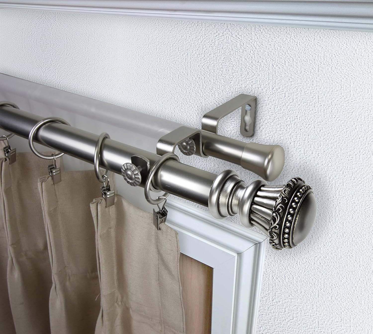 Bastia 1" Double Curtain Rod 28-48 inch - Black