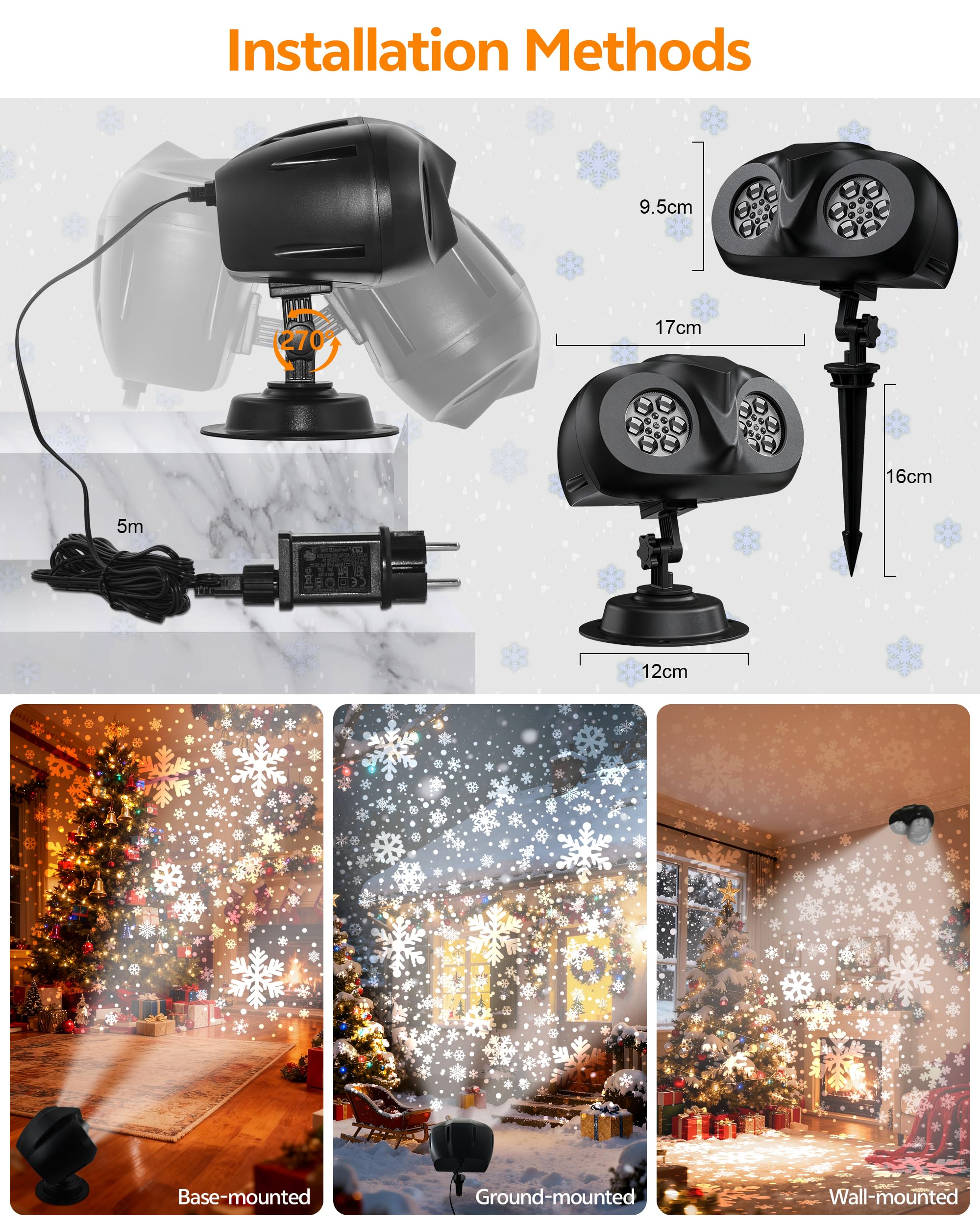Proyector Luces Navidad Exterior Interior,Impermeable Lámparas Copos de Nieve,Proyector Navideño de Nieve con Control Remoto,Decoración Luz LED Cotillon Nochevieja para Jardín Fiesta Adornos