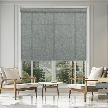 Light Filtering Roller Shades,Cordless Linen Roller Blinds,Room Darkening with Cassette Valance Protecting Privacy Custom Window Shades for Home Office Living Room,Grey
