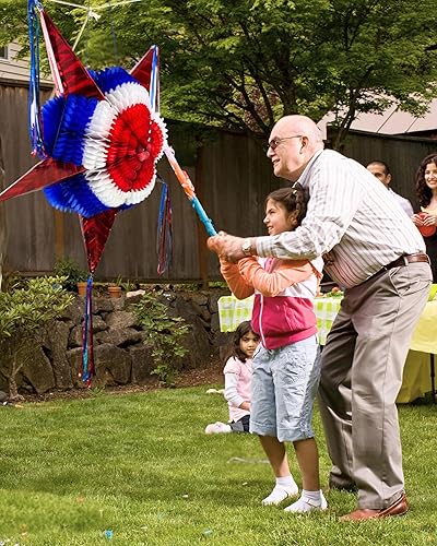 Miniatura 55 de Piñata de estrella mexicana con conos rojos y cuerda de 25 pies, piñata extragrande para adultos o niños, piñata para cumpleaños, decoraciones
