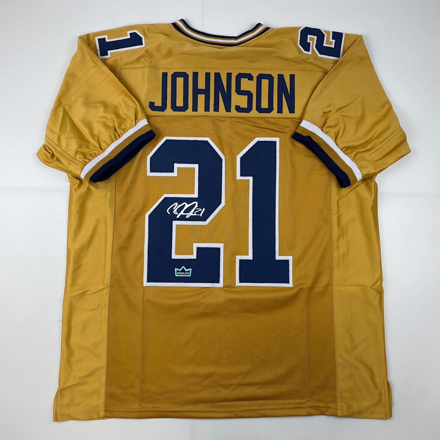 Facsimile Autographed Calvin Johnson Georgia Tech Gold Reprint Laser Auto College Football Jersey Size Men's XL
