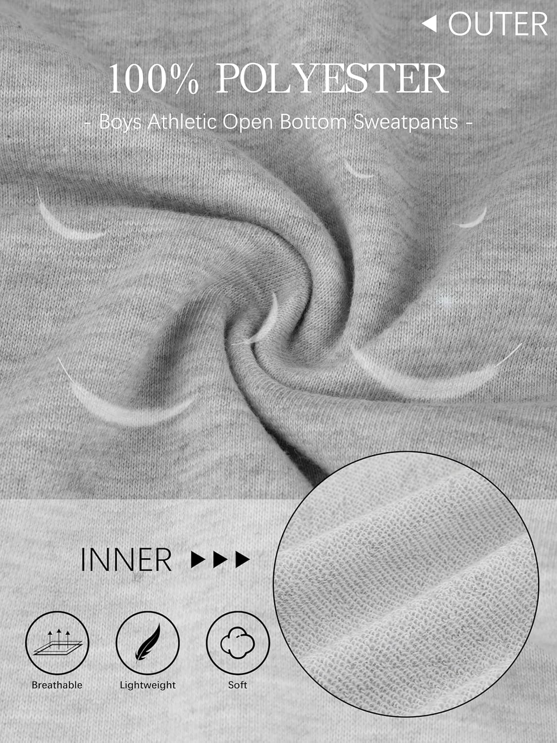 4 Pack Boys Sweatpants Boys Athletic Joggers Pants Kids Youth Open Bottom Pants with Pockets Drawstring - Image 4