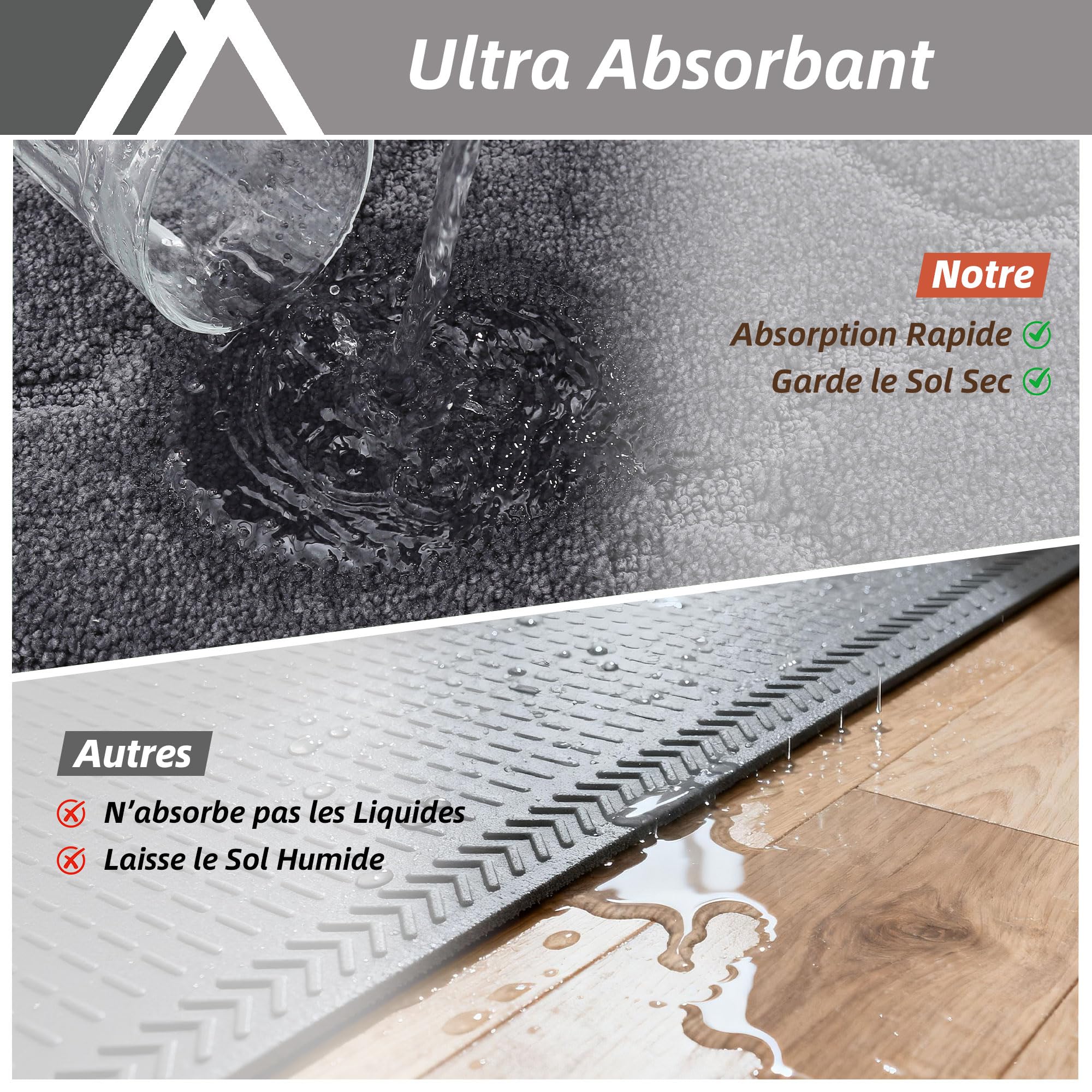 COSY HOMEER Tapis de Cuisine Antidérapant, 60 x 120 cm Tapis de Cuisine Devant Evier, Anti-salissures, Lavable en Machine pour Cuisine, Buanderie, Entrée, Couloir, Beige