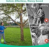 Vista 5 de Sierra de poste manual para podar árboles, sierra de poste de 10 pies con varillas ajustables para recortar ramas de árboles, poste de poda de poste