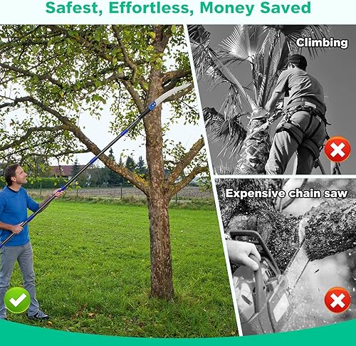 Miniatura 5 de Sierra de poste, sierra de poste manual con barra de extensión de 6.5 pies para ramas altas y corte de árboles, corte de sierra de poste largo para