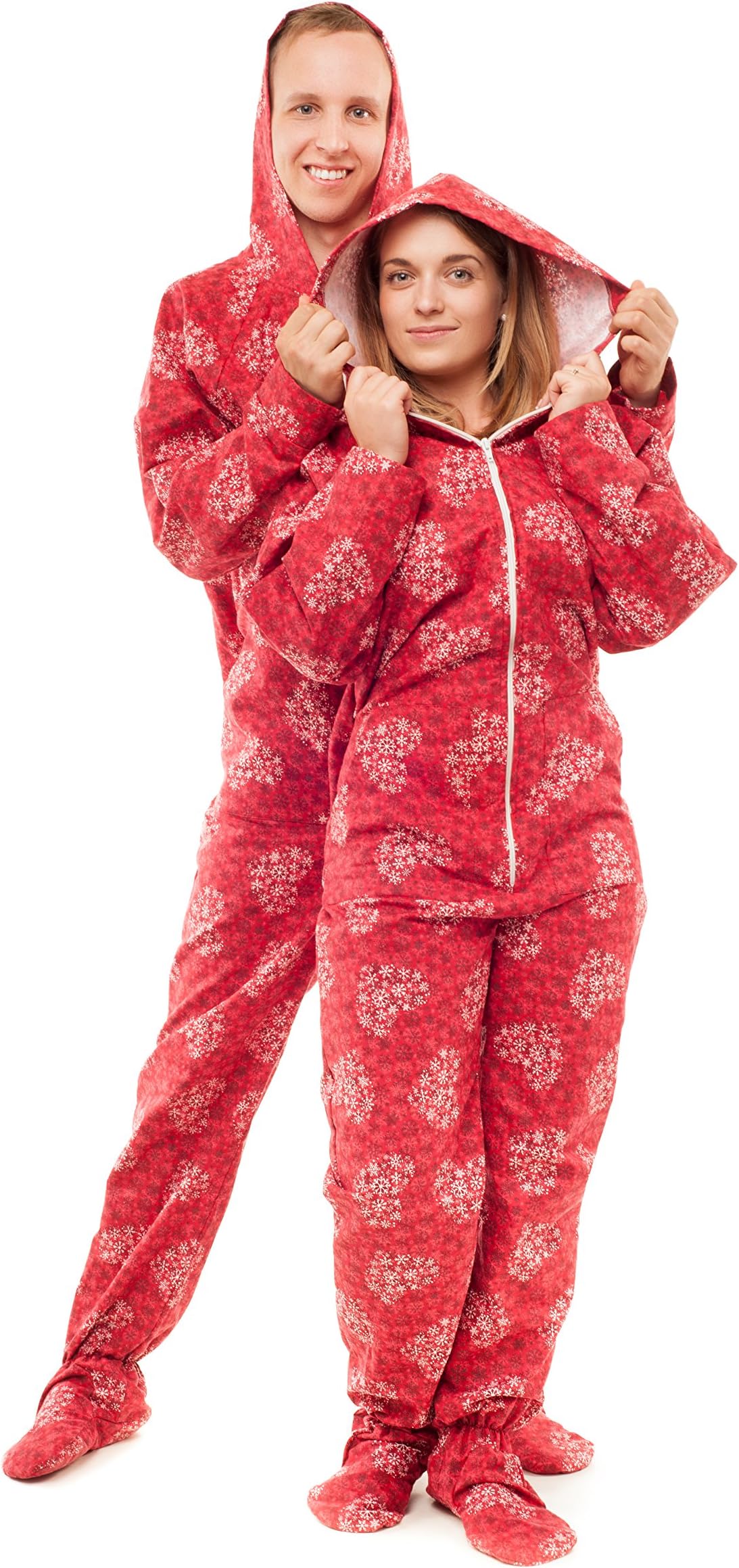 Kajamaz Snowflake Hearts Adult Footed Onesie Pyjamaz 100% Flannel