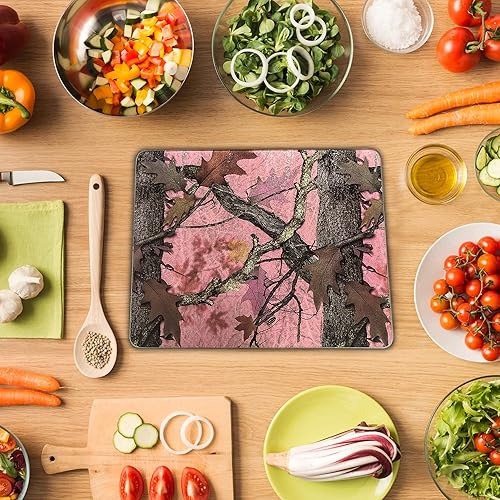 Miniatura 5 de Rivers Edge Products Tabla de cortar de vidrio templado, 12 x 16 pulgadas, camuflaje rosa