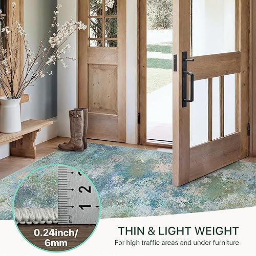 Miniatura 7 de GENIMO Tapetes lavables de 8 x 10 pies, para sala y habitación, abstractos modernos, ultrasuaves, para interiores, comedor, de pelo bajo con