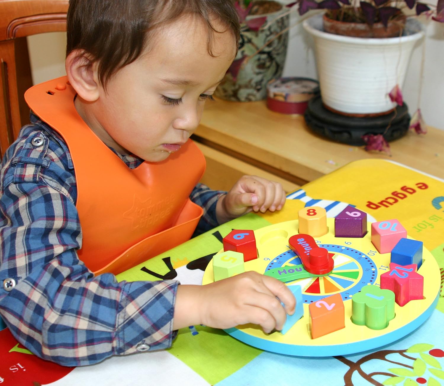Wooden Shape Sorting Clock-Learning to Tell The Time Clock- Wooden Teaching Clock with Numbers and Shapes Sorting Puzzle – Educational Toys for 3 Years Old