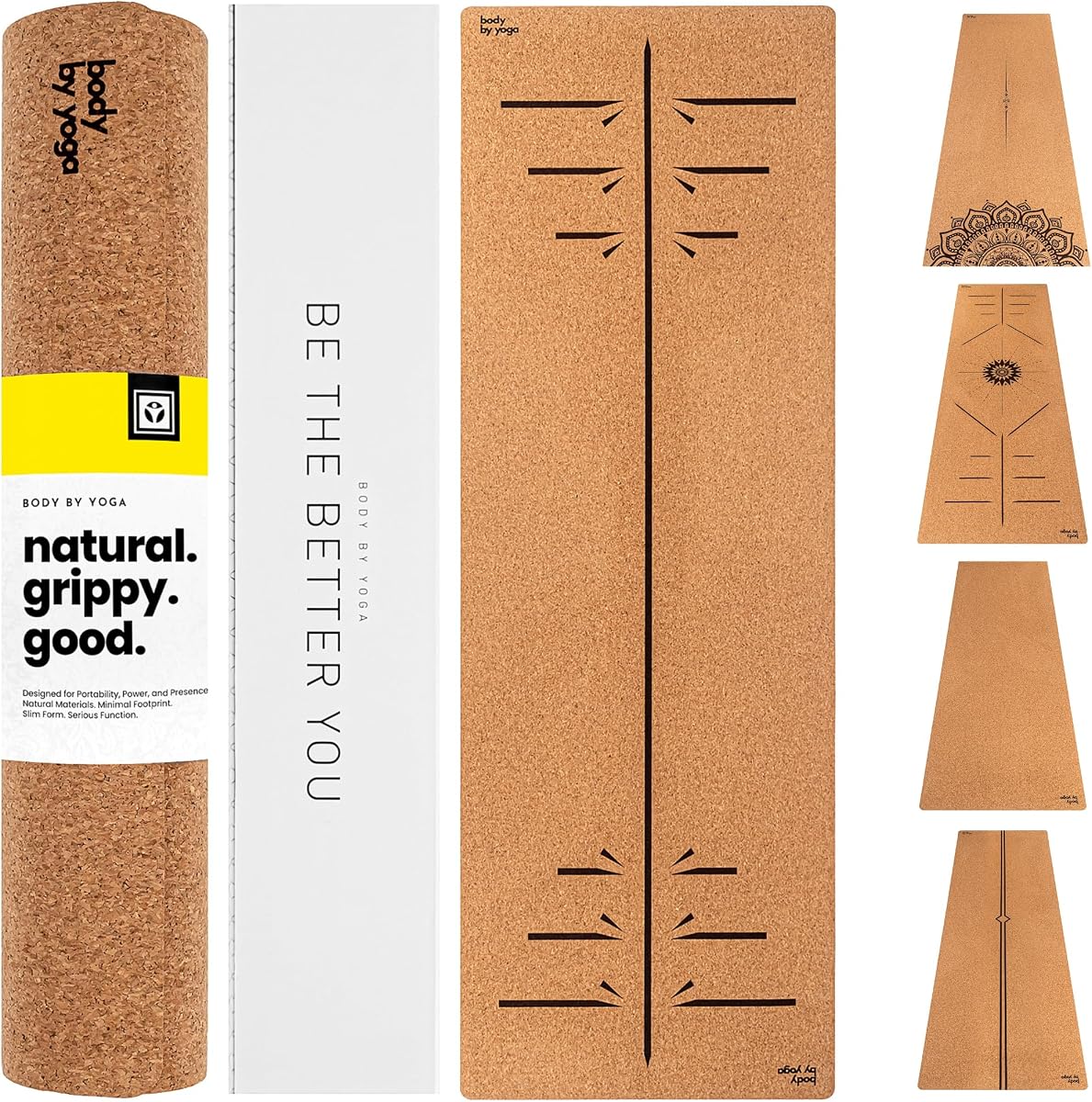 Estera de yoga de corcho de lujo: antideslizante, agarre extra grueso. Más grueso, más largo y más ancho para mayor comodidad y soporte. Lo suficientemente resistente para yoga caliente. Natural, no tóxico y ecológico. Líneas de alineación opcionales.