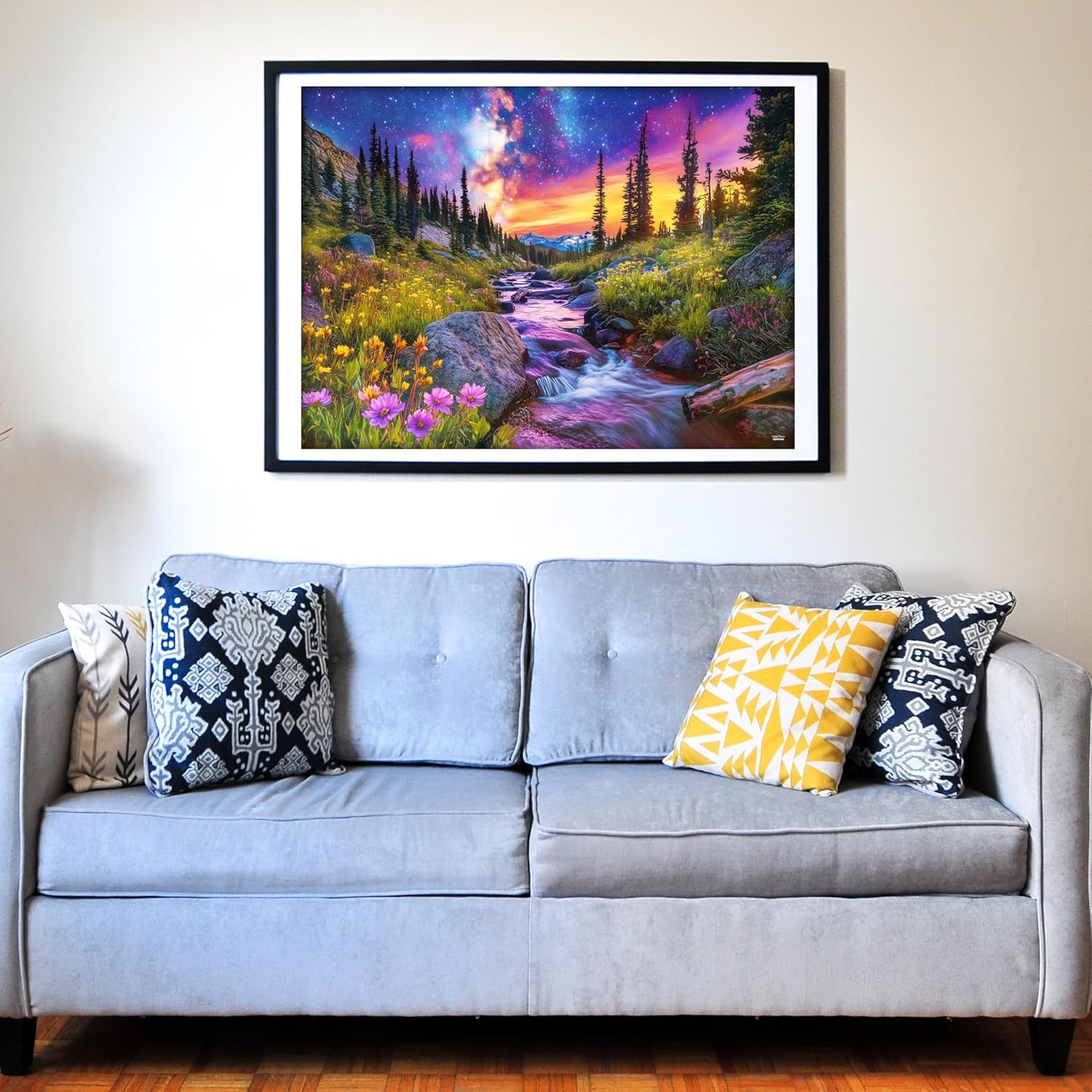 Think2Master Starry Mountain River 500 Pieces Large Format Jigsaw Puzzle: 13+, Teens, Adults & Families.Vibrant Starry Night & Milkyway Landscape with Flowers. Great Gift. Size: 26.8” X 18.9”
