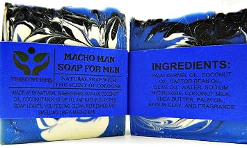 Macho Man Soap For Men In Box Handmade With Natural Ingredients Like Coconut Oil and Kaolin Clay