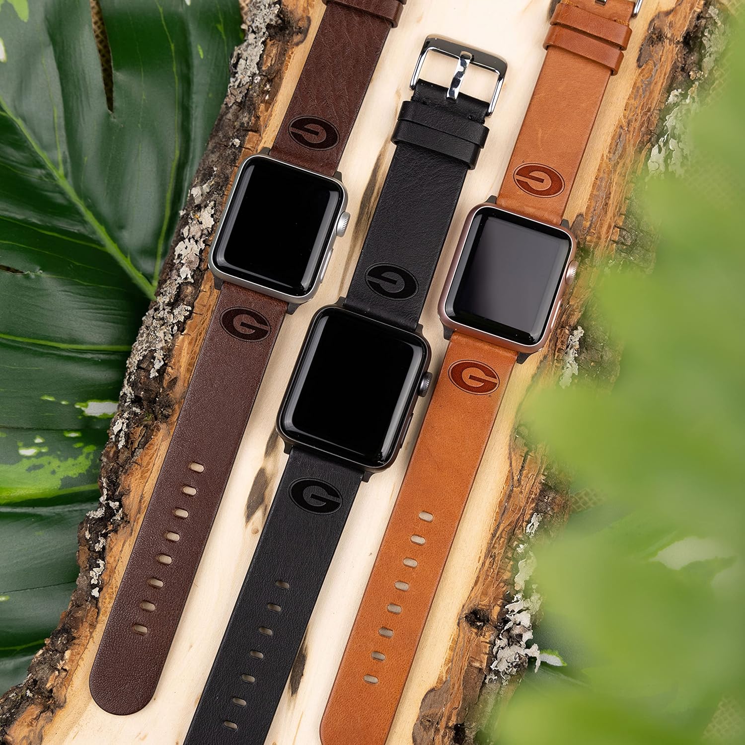 Affinity Bands Georgia Bulldogs Premium Leather Watch Band Compatible with Apple Watch