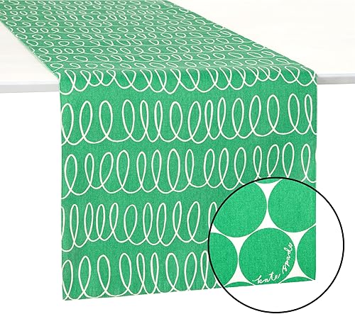 Miniatura 6 de KSNY in The Loop Joy DOT Camino de mesa verde crema 15 x 72 pulgadas, 1 unidad