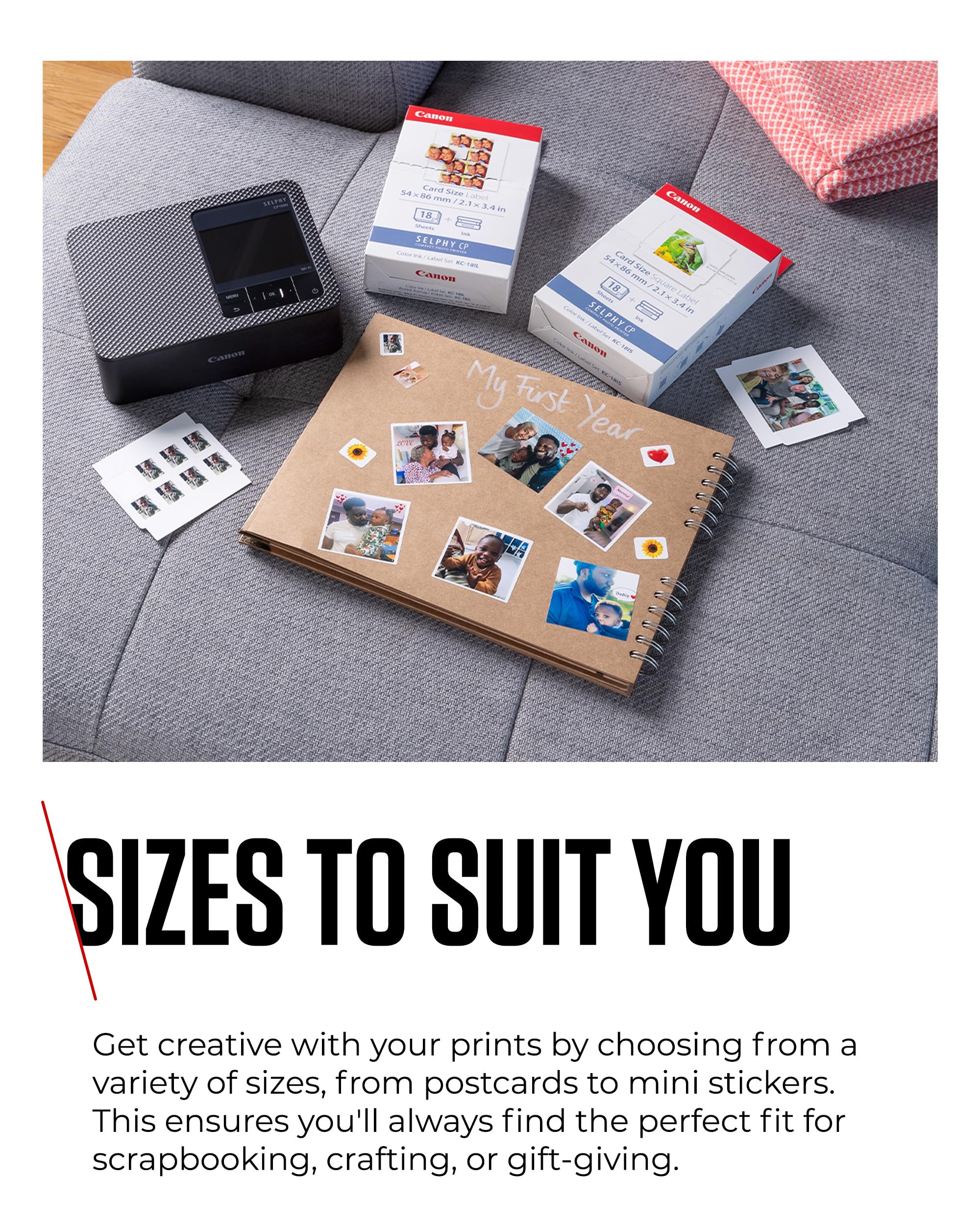 Canon SELPHY CP1500 Portable Photo Printer Paper Kit, Black - Wireless Bluetooth Printer with Accessories - Compact and Lightweight - Comes With 54 Sheets Of 4x6 Postcard Size Paper — view 6