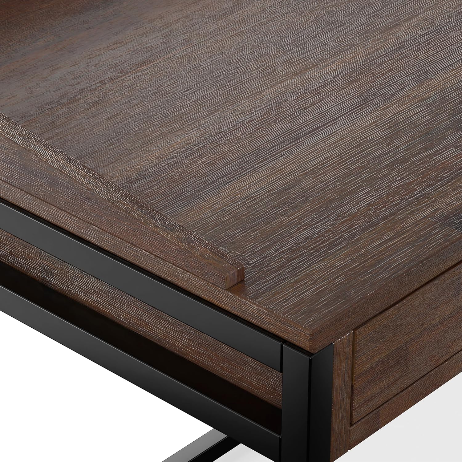 SIMPLIHOME Ralston Desk - 60 Inch Wide Solid Acacia Wood and Metal Writing Desk in Distressed Charcoal Brown, Modern Industrial Home Office Computer Table with 2 Drawers and Flip-Down Keyboard Tray