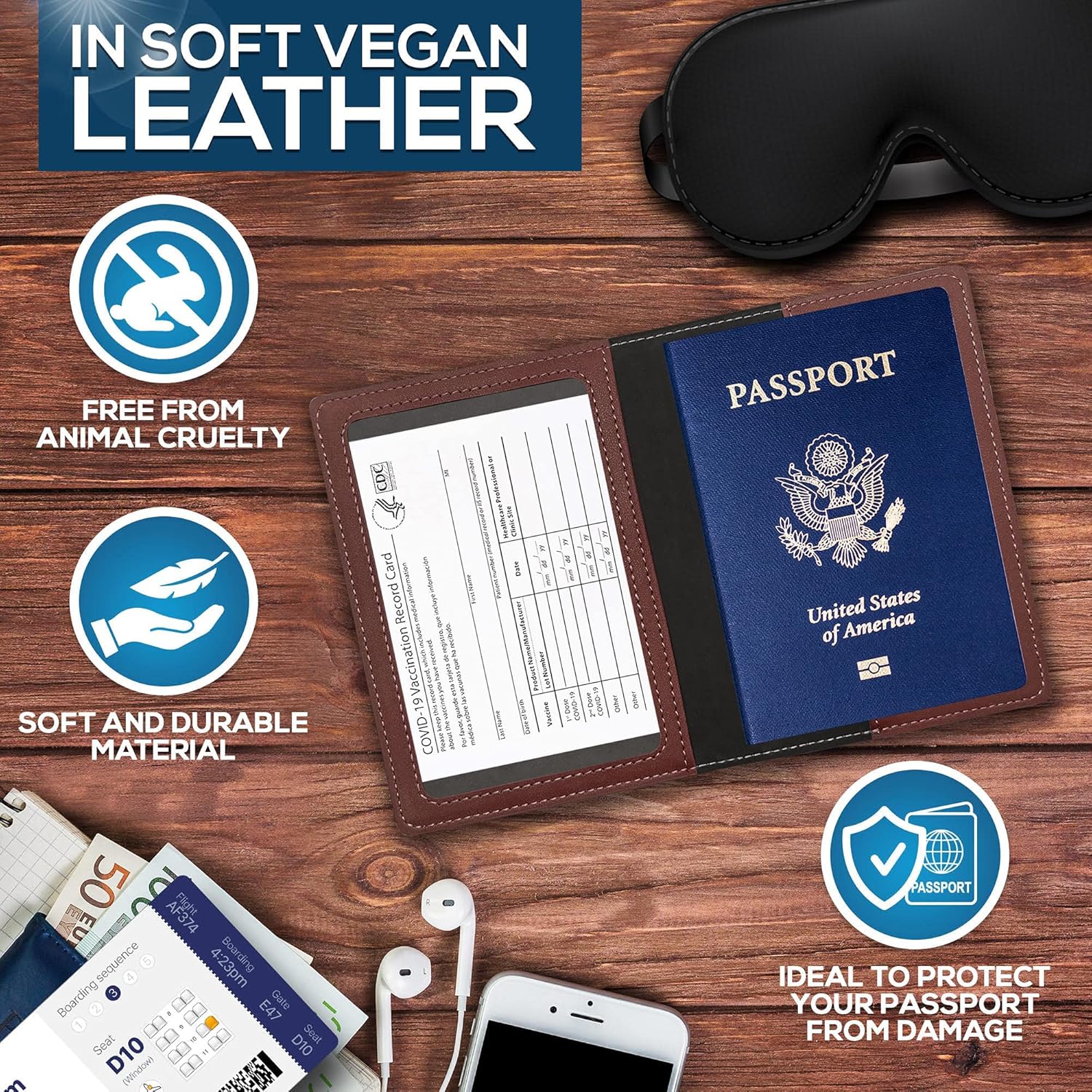  | Ciana PU Leather Passport Cover and Card Holder Combo Slim Passport Holder with Card Protector Slot (Green) | Passport Covers