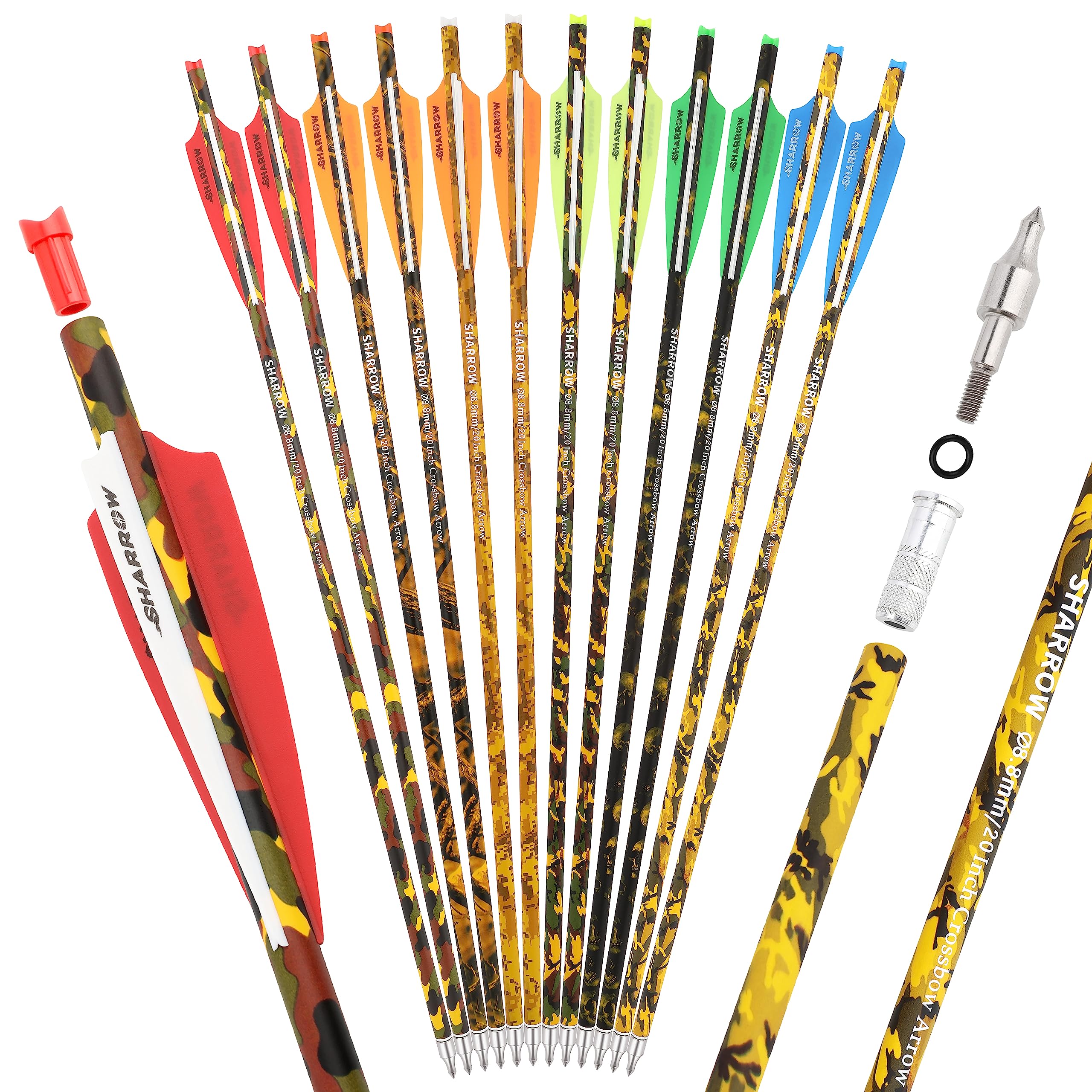 Perno de Ballesta de Carbono 16 "17" 18 "20" 22 "Flechas de Ballesta, Flecha de Carbono de Caza para Ballesta Flechas de Ballesta de Caza 12 Uds