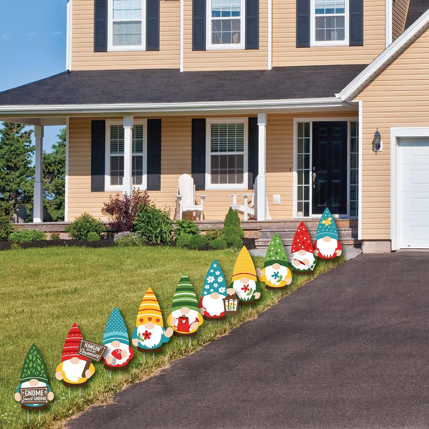 Big Dot of Happiness Garden Gnomes - Lawn Decorations - Outdoor Forest Gnome Party Yard Decorations - 10 Piece