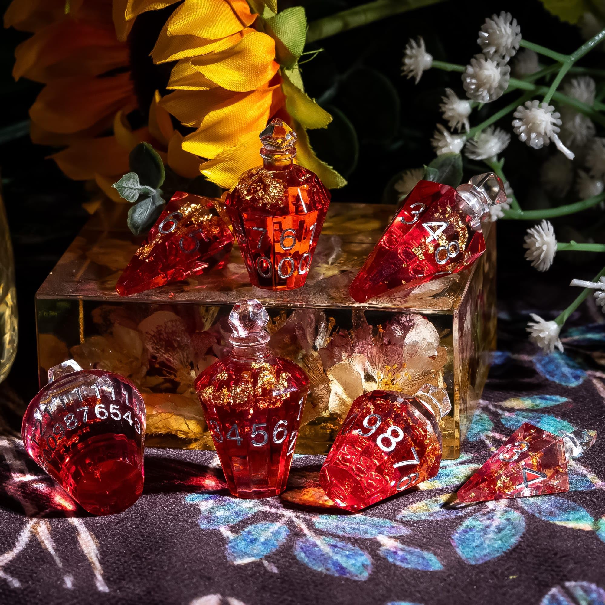 Cusdie 7-Die Sharp Edges DND Dice Set, Potion Shaped D&D Dice, Handcrafted Polyhedral Dice Set - Image 2