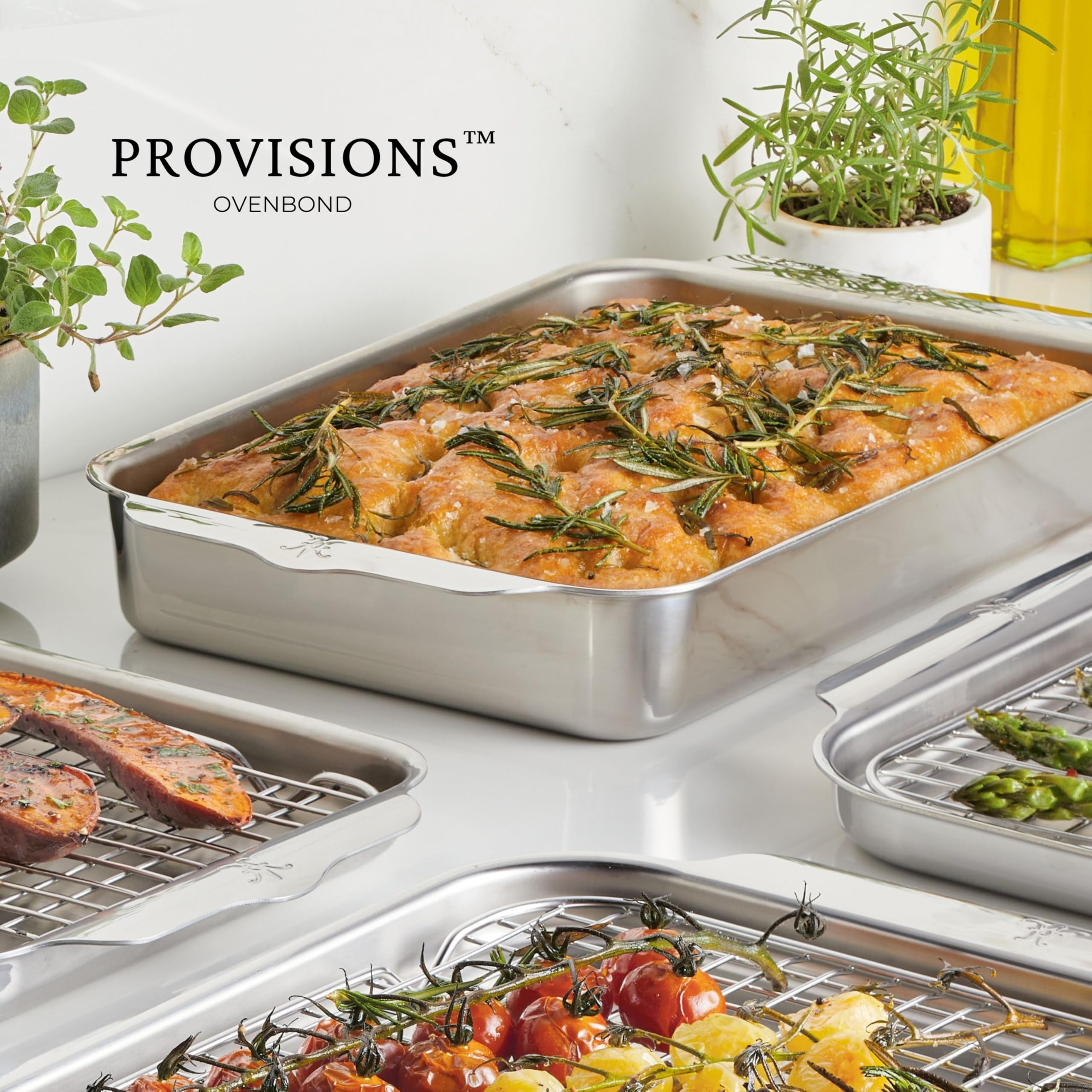 Hestan Provisions Teglia Antiaderente Classica Con Griglia, Acciaio Inox, 41 Cm, Adatta A Induzione E Forno