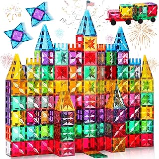Palano Magnet Tiles, 100PCS Magnetic Building Blocks, Magnetic Tiles, Square Building Castle, Preschool Toys, STEM Stackin...