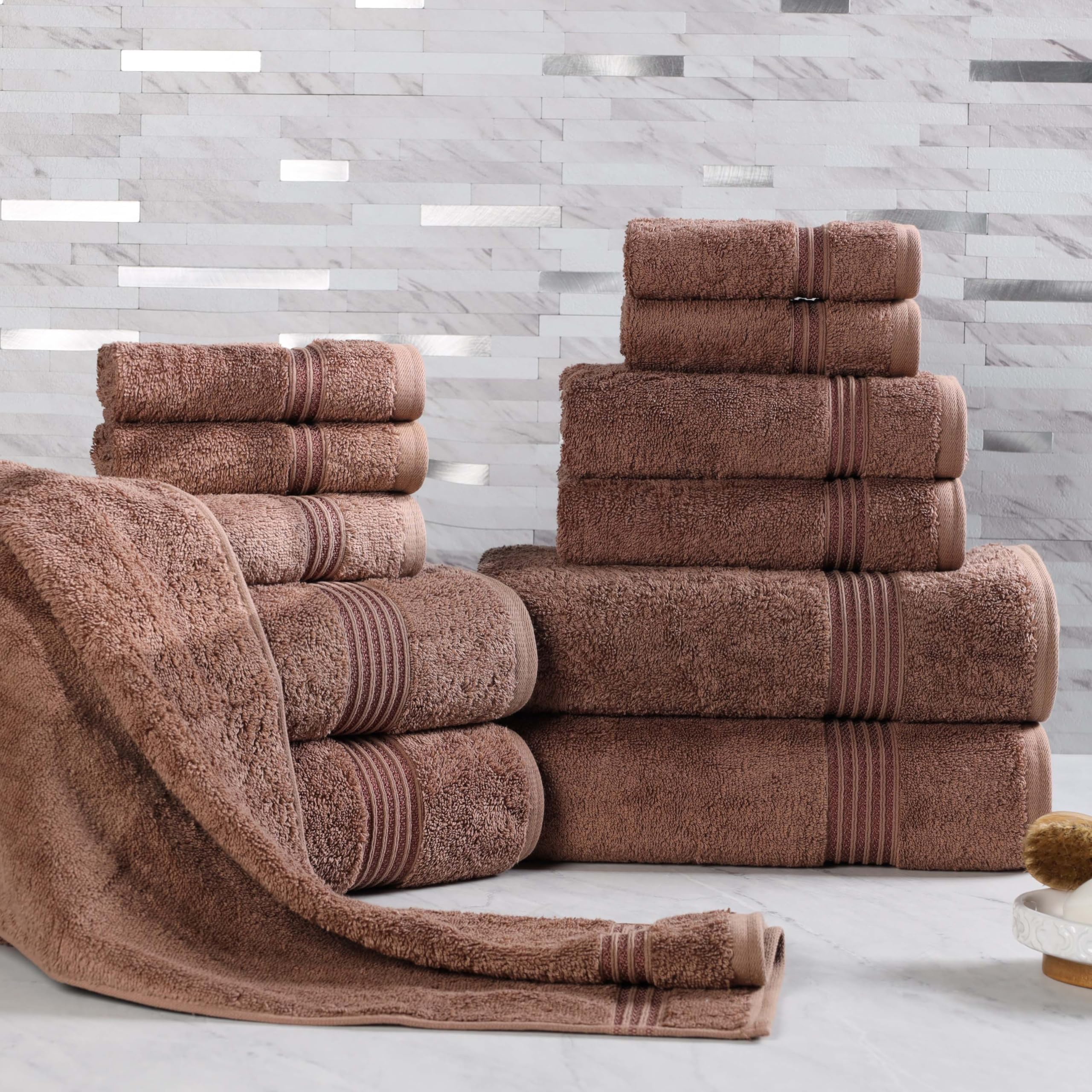 Superior Egyptian Cotton 12-Piece Towel Set, Assorted Towels for Home Bathroom, Guest Bath Decor Essentials, Includes 4 Bath, 4 Hand, 4 Face Towels/Washcloths, Quick Dry, Absorbent - Mocha