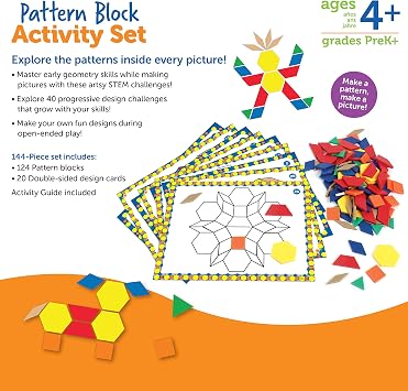 Learning Resources LER6134 Pattern Block Activity Set, 124 Pieces, Plastic, Authentic
