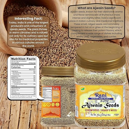 Miniatura 9 de Rani Ajwain Polvo (Carom Bishops Weed) Especias molidas 3oz (85g) Tarro PET  Todo natural  Vegano  Apto para gluten  Sin OMG  Origen indio