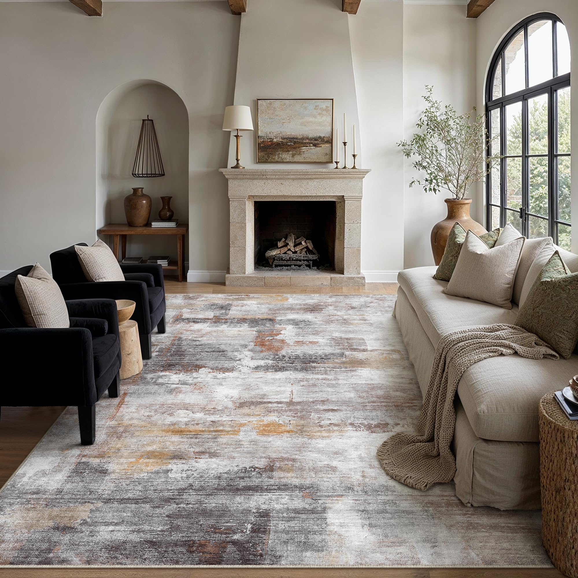 PureCozy Rugs Living Room Rug 200x300cm Grey Red Washable — image 1