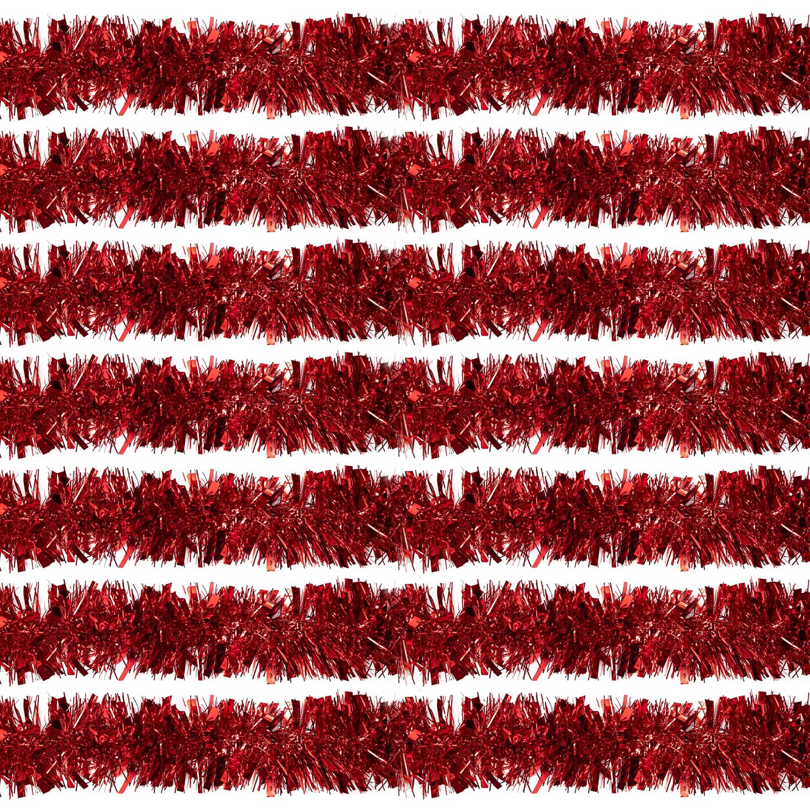 Guirnalda de oropel rojo de 100 pies, guirnalda de oropel del 4 de julio, decoración metálica de oropel para árbol de Navidad, Año Nuevo, vacaciones, fiestas de cumpleaños (3.54 x 50 pies, rojo)