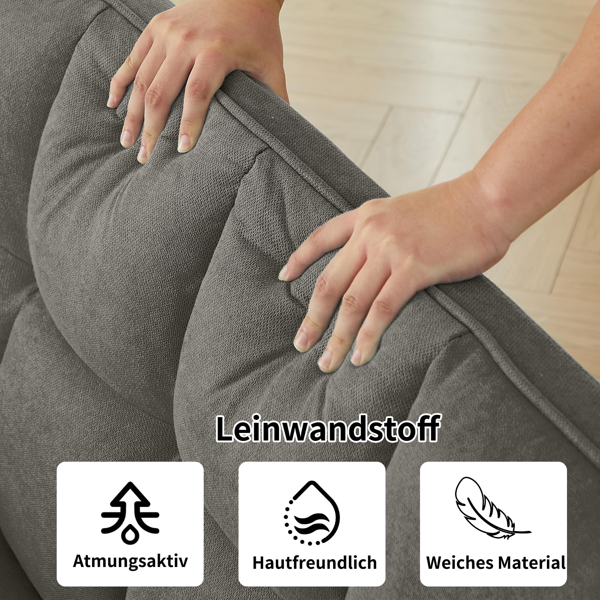 JIEXI Dreifaches Schlafsofa Dunkelgrau, Sofa Klein 191x83cm | Rückenlehne ohne Klappfunktion, bequem, geeignet für Wohnzimmer, Schlafzimmer, Zimmer