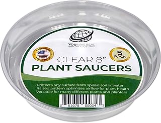 Sponsored Ad - Plant Saucers (Pack of 5) - 8” Clear Durable Plant Saucer for Indoor & All-Weather Outdoor Use - Catch Dirt...