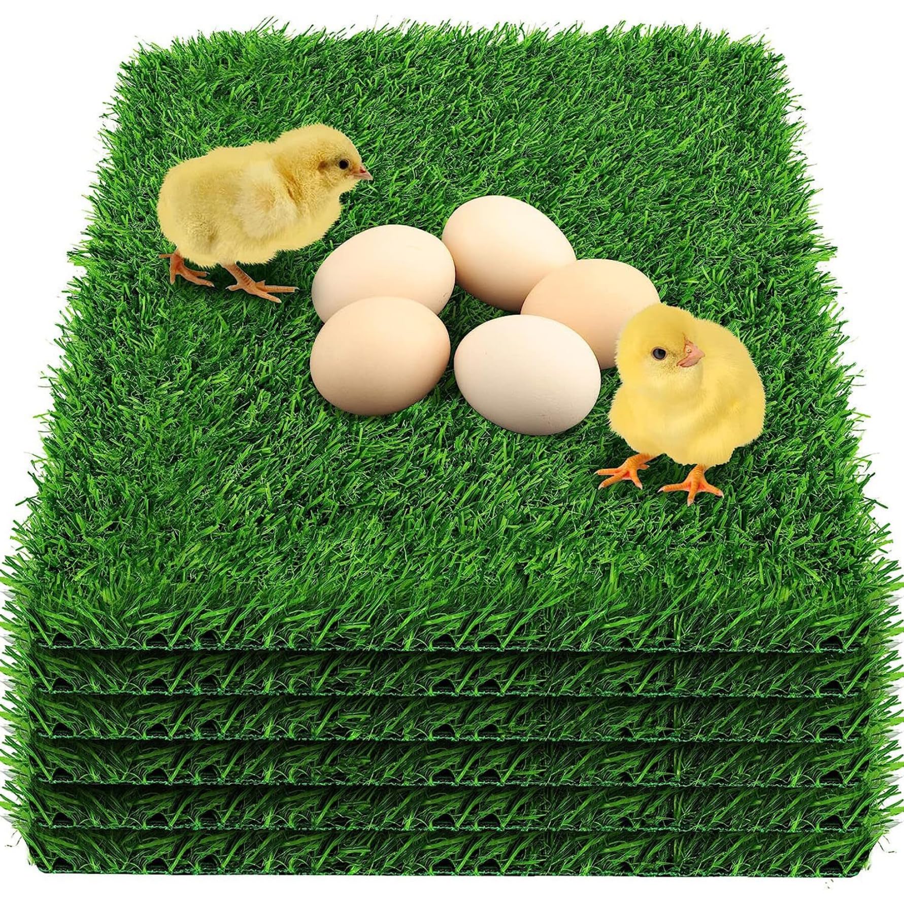 Almohadillas para cajas nido, 6 almohadillas para nido de pollo con césped artificial, 12 x 12, para gallinas, lavables, reutilizables, densas, suaves, de PE para gallinero, mascotas pequeñas, coloca