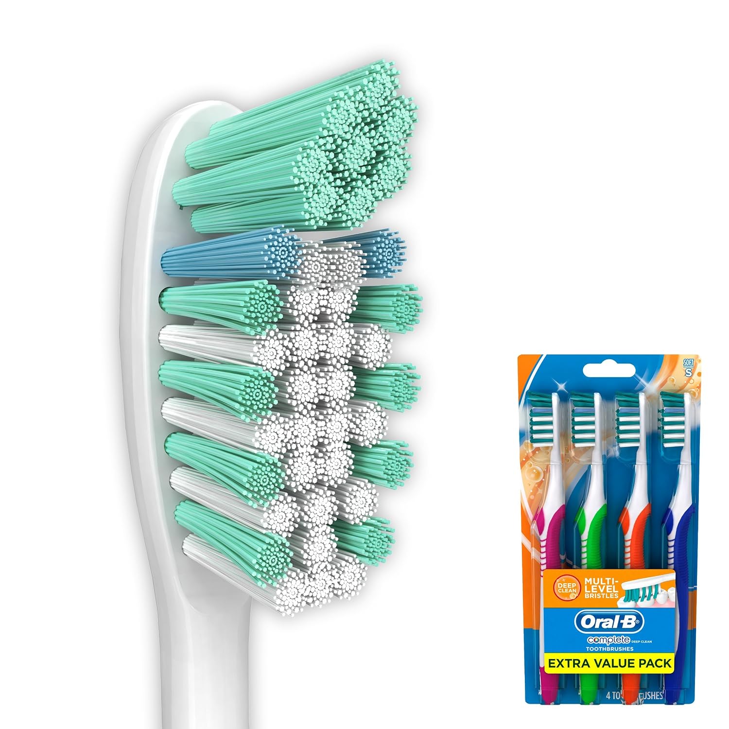 Oral-B Complete Deep Clean Soft Bristles Toothbrush, 4 Count, Colors May Vary