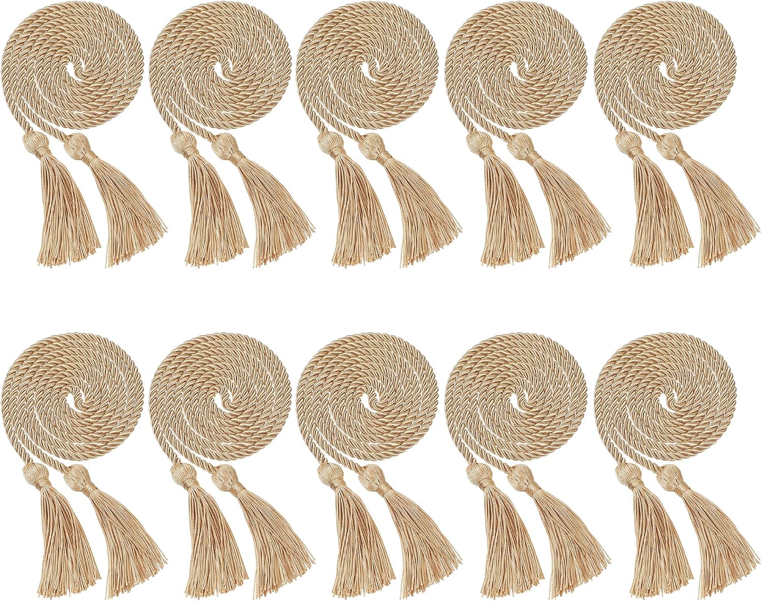 10 Pcs Graduation Honor Cords with Tassels, Bulk Academic Braided Ropes for Bachelor Master Grad Decor 68 Inches (Drab)