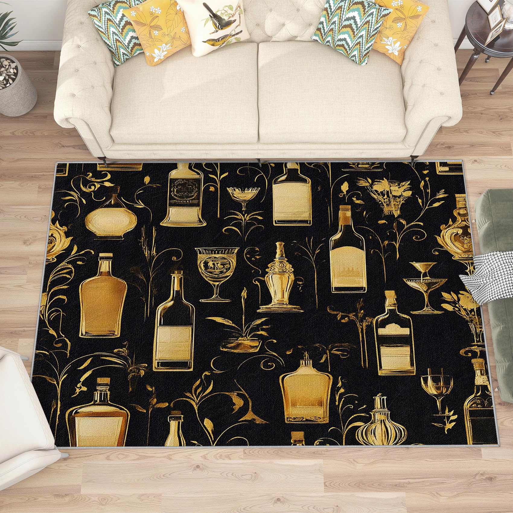 Amazon.com: Aquailis Bar Rugs for Home - 2x3 Rug, Whiskey Cocktail Area Rug,  Vintage Wine Washable Non Slip Soft Rugs, Luxury Black and Gold Carpet,  Cocktail Glass Home Decor, Home Bar Gifts