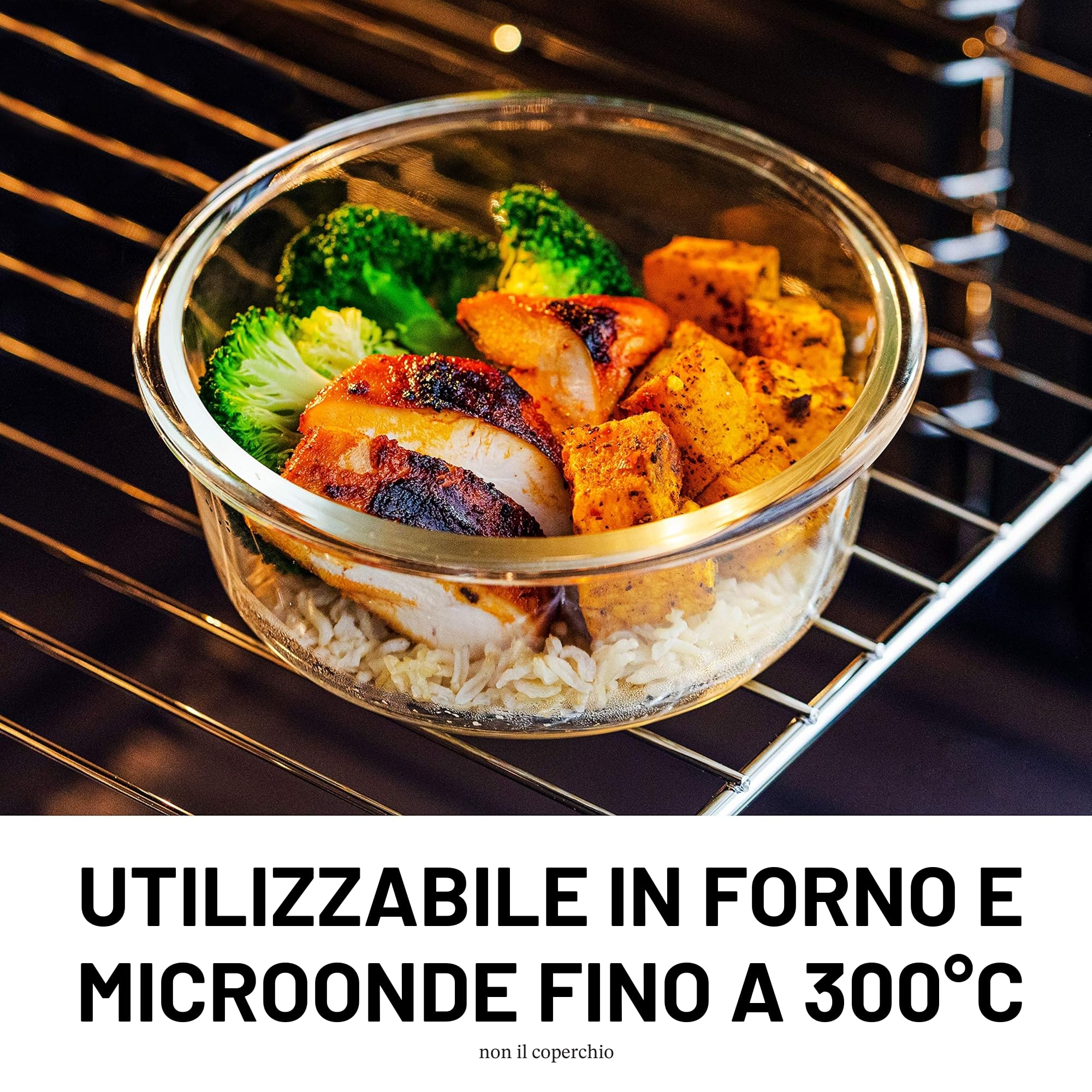 Igluu Meal Prep Contenitori Ermetici per Alimenti in Vetro Tondi con Coperchi (Set da 3) – Senza BPA – Forno, Microonde, Freezer e Lavastoviglie – 400 ml, 650 ml, 950 ml – Vetro Borosilicato