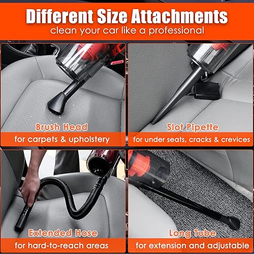 Miniatura 4 de vioview Kit de limpieza definitivo para automóvil, kit de 17 piezas de detalles para interiores de automóvil con aspiradora de alta potencia, juego