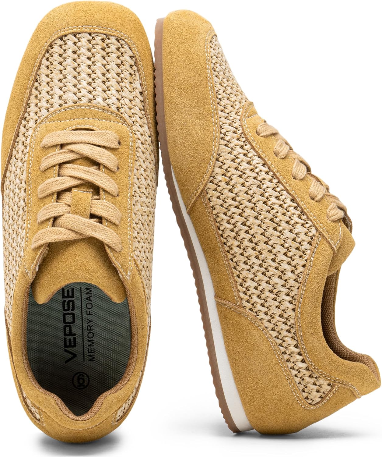 Vepose Women's Casual Breathable Fashion Sneakers, 8206 Trendy Lightweight Vintage Mesh Shoes Lace up Trainers