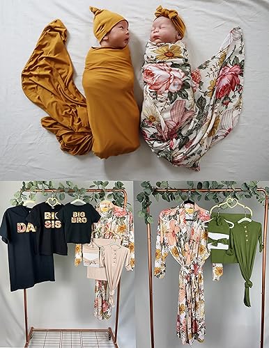 Miniatura 6 de Bata vintage de mamá con estampado familiar a juego vestido anudado para bebé pañal camisetas de papá camisetas Big SISBRO y bata para hermana mayor