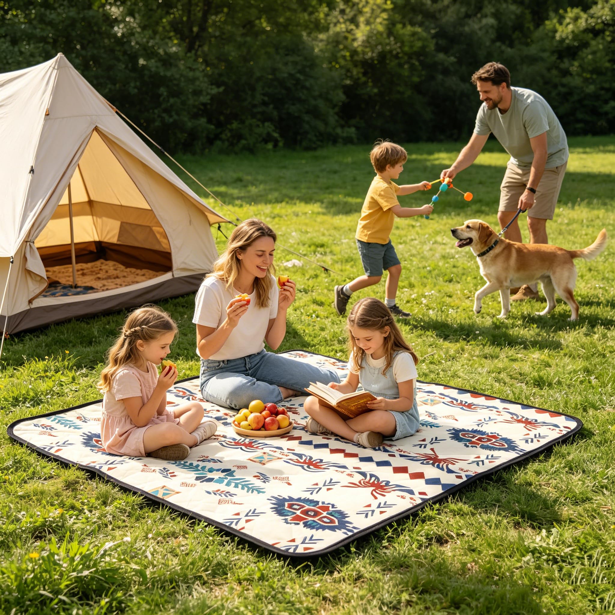 Couverture de Pique Nique,Tapis de Plage Imperméable,200 x 200 cm,Couverture de Camping,Tapis de Sol pour Jardin Randonnée BBQ Voyage,Pliable Nappe Pique Nique,Natte de Plage