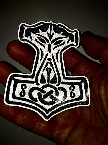 Miniatura 2 de Empire Tactical USA Calcomanía reflectante de martillo Thor de donar nórdico de Mjolnir de 3M, 4 x 3 pulgadas