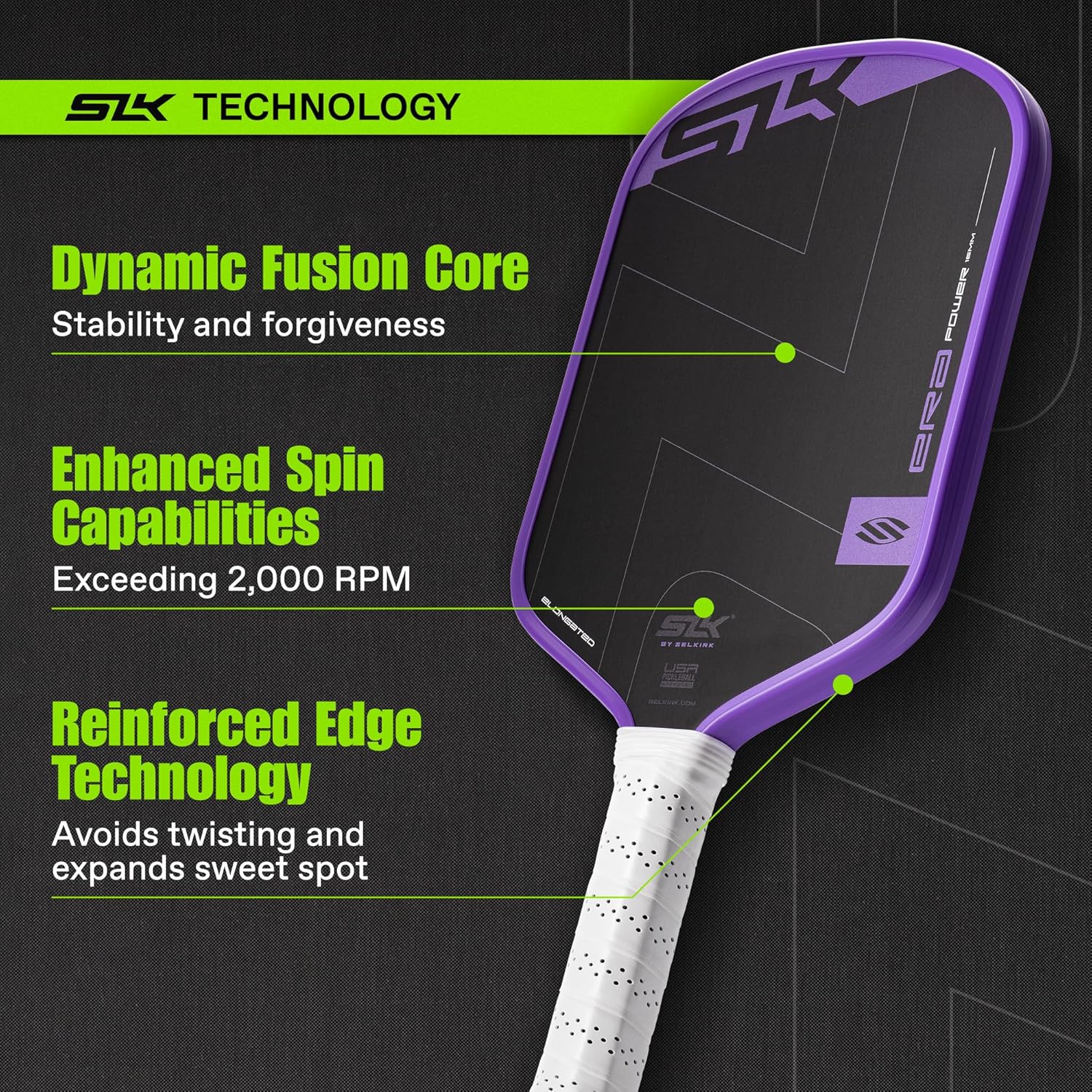 Selkirk Sport SLK ERA Power Pickleball Paddle | Carbon Fiber & Fiberglass Hybrid Face for Power, Spin & Control | Dynamic Fusion Core | Professional Pickleball Paddles for Aggressive Players - Image 5
